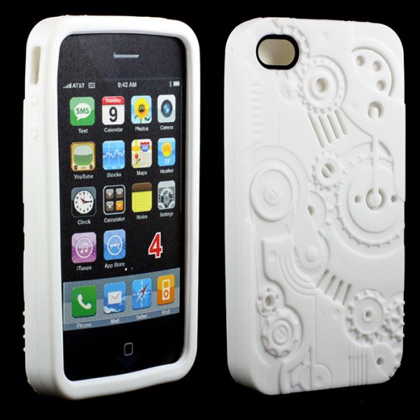 Wholesale iPhone 4 4S 3D Clock Work Case (White)